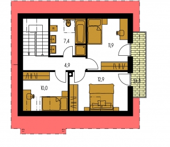 Image miroir | Plan de sol du premier étage - KLASSIK 104